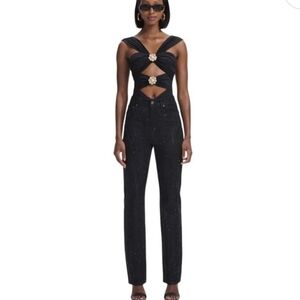 Self-Portrait Rhinestone Black Straight Leg Jeans